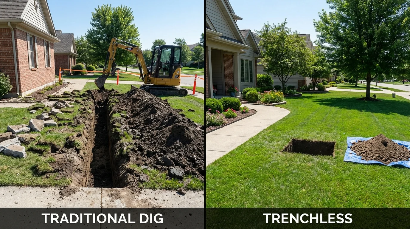 Trenchless sewer repair with minimal yard damage versus traditional excavation in Atlantic Beach, NC